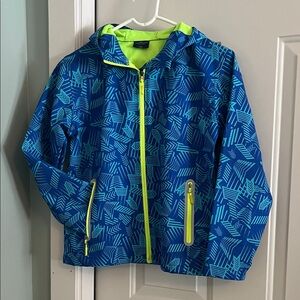 Blue and Neon Green Raincoat